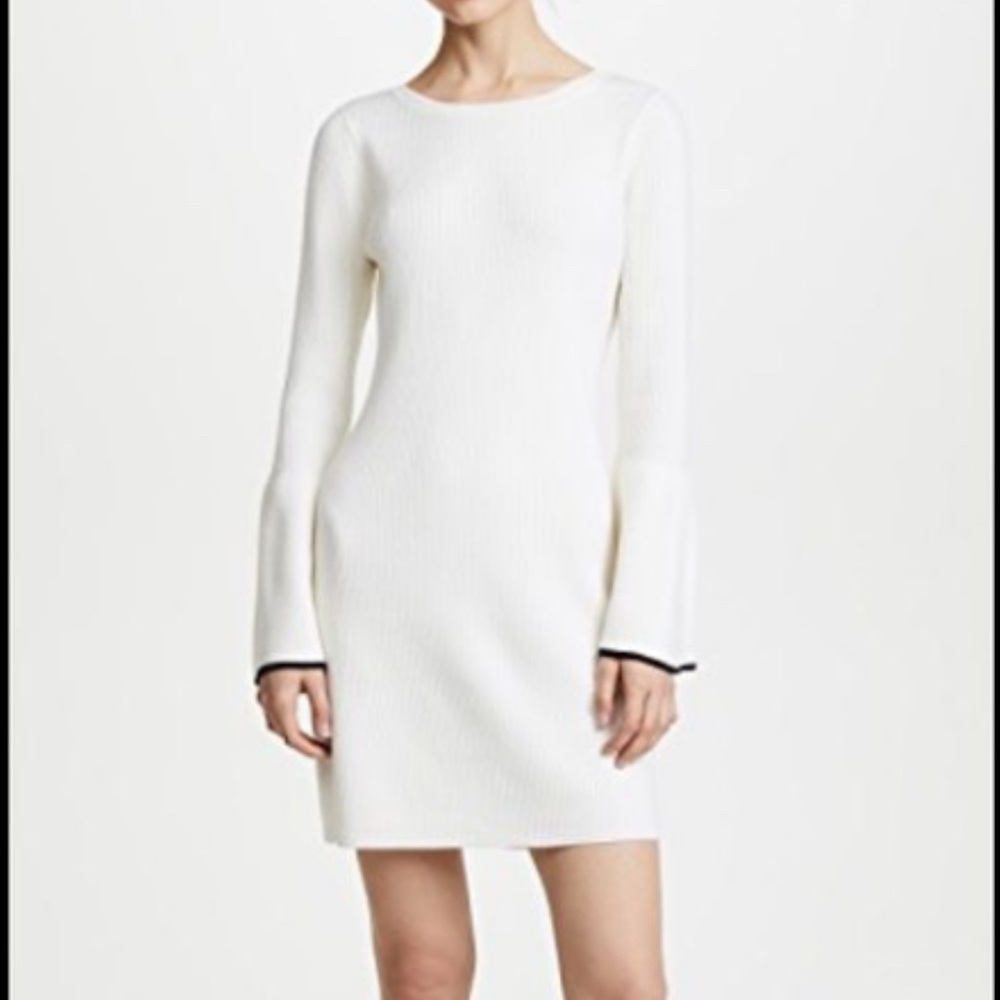 Club Monaco White Sheath Dress with Bell Sleeves